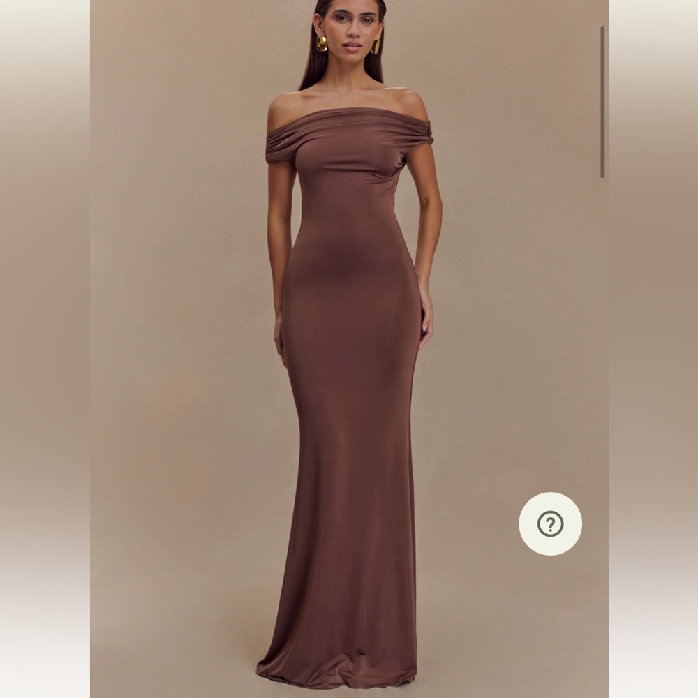 Elegant Brown Off-Shoulder Dress
